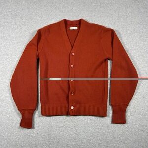 Vintage 60s Cardigan Sweater Mens Small Orange Orlon Acrylic Button Knit True